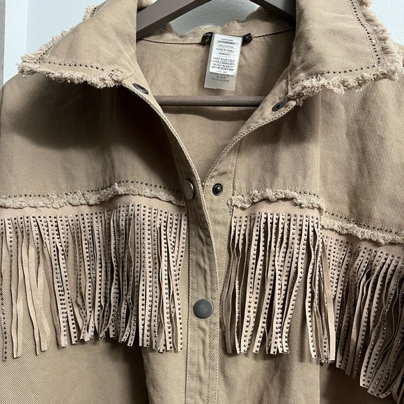 Fringe Studded Snap on Jacket Shacket Shirt - Picture 8 of 12